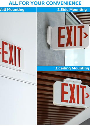 TORCHSTAR LED Exit Sign, Emergency Exit Light with Battery Backup, Double Face, UL 924, AC 120/277V, Damp Location, Hardwired Red Letter Exit Lights for Business Indoor, Pack of 2