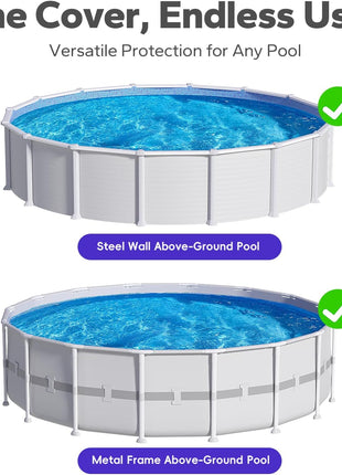 24 FT Round Pool Cover, [ 2025 Upgraded ] Above Ground Pool Cover, Heavy Duty Winter Pool Cover, Cold and UV Resistant, Cable and Pulley System