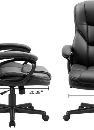 Furmax Office Executive Chair High Back Adjustable Managerial Home Desk Chair, Swivel Computer PU Leather Chair with Lumbar Support (Black)