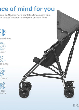 Dream On Me Aero Travel Lightweight Umbrella Stroller, Easy to Fold and Carry Travel Stroller, Adjustable and Removable Canopy