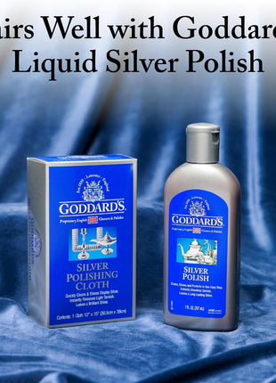 Goddard's Silver Polishing Cloth for Jewelry, Remove Tarnish on Plated or Sterling Silver, Gold, Antiques, and Leaves Tarnish Protection, 1 Cloth