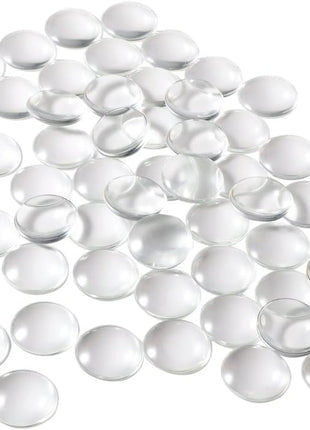 HAUTOCO 60 Pieces Glass Dome Cabochons Clear Round Cabochons Tiles, Non-calibrated Round 1 inch/25mm for Cameo Pendants Photo Jewelry Necklaces