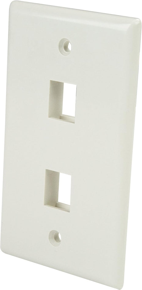 StarTech.com Dual Outlet RJ45 Universal Wall Plate White | Mounting plate, Two universal keystone module openings, Single-gang, Organized network cabling at the wall