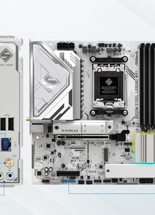 ASRock B850M Steel Legend WiFi Micro-ATX AM5 Motherboard: Ryzen 9000/8000/7000, DDR5 8000+ OC, PCIe 5.0 x16, WiFi 7, 3X M.2 (1x Gen5), USB 3.2 Gen2 Type-C, BIOS Flashback