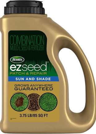 Scotts EZ Seed Patch & Repair Sun and Shade Mulch, Grass Seed, Fertilizer Combination for Bare Spots and Repair, 3.75 lb, Brown