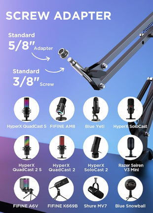 InnoGear Boom Arm Microphone Mic Stand for Blue Yeti HyperX QuadCast SoloCast Snowball Fifine Shure SM7B and other Mic, Medium