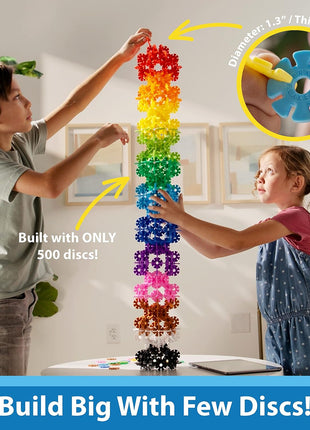 Brain Flakes 500 Piece Set, Ages 3+, Interlocking Plastic Disc Toy for Creative Building, Educational STEM Learning, Construction Block Play for Kids, Teens, Adults, Boys, and Girls