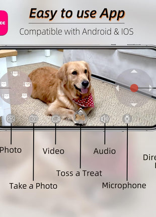 Owl Robot: 1080P Full HD Pet Camera with Treat Dispenser, Interactive Toy for Dogs and Cats, Full House Mobile Monitoring via App,2 Way Talk,No Monthly Fee (Only 2.4G WiFi)