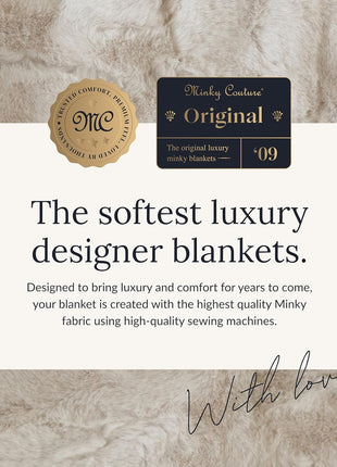 Minky Couture Ultra-Soft Lush Throw Blanket, Macadamia Nut, Adult
