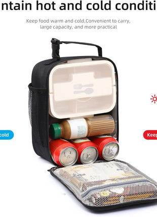 Lovoeo Lunch box Lunch bag for men women Insulated Lunchbox Lunch bags for Work Picnic Travel (Black)