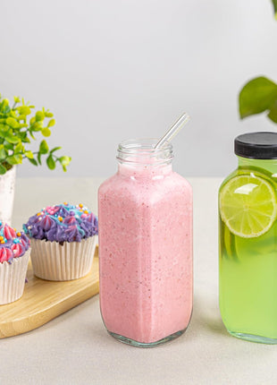 umud Juice Bottles with Lids, 16 Oz, Set of 3 | Clear Glass Jars with Caps, Reusable Empty Drink Containers, For Juicing, Smoothies, Water, Milk, Kombucha Storage
