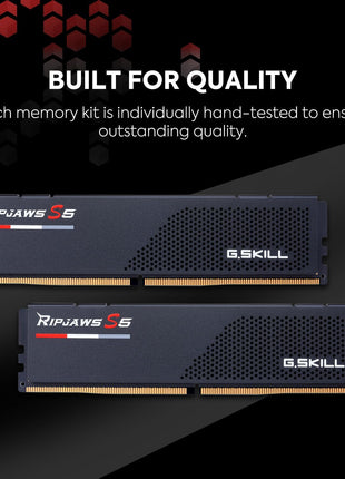 G.SKILL Ripjaws S5 Series DDR5 RAM (Intel XMP 3.0) 64GB (2x32GB) 6400MT/s CL32-39-39-102 1.40V Desktop Computer Memory U-DIMM - Matte Black (F5-6400J3239G32GX2-RS5K)