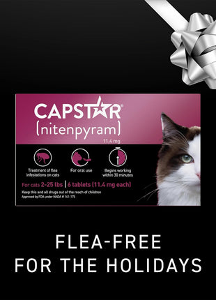 Capstar (nitenpyram) Cat Flea Treatment, Fast-Acting Oral Flea Treatment for Cats 2-25 lbs, Vet-Recommended Medication Tablets Start Killing in 30 Minutes, 6 Doses