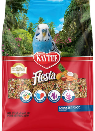 Kaytee Fiesta Parakeet Food, Nutritious and Fun Blend, Supports Skin, Feather, Digestion, Brain and Heart Health, 2 pounds