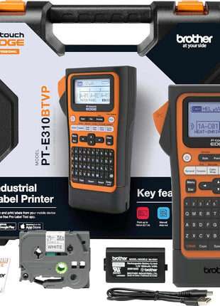 Brother PT-E310BTVP P-Touch Edge Handheld Industrial Label Printer Kit with Bluetooth and USB-C (up to 18mm Labels)