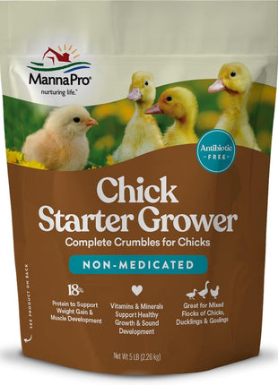 Manna Pro Chick Starter Feed, Non-Medicated Chicken Feed with Vitamins & Minerals, Complete Nutrition for Baby Chicks, 5 lb Bag | Complete Chick Feed Formula, Starter Feed with Vitamins & Minerals, Balanced Nutrition for Growing Baby Chicks
