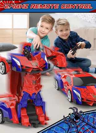 BLUEJAY Transform Rc Cars for Boys 4-7 8-12, 2.4Ghz Remote Control Car 1:18 Scale Transforming Robot, One-Button Deformation 360° Rotation Car Toy Gifts for Boys 3-5