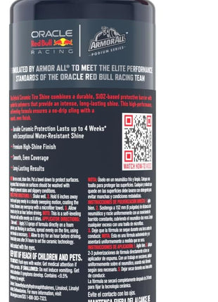 Armor All Podium Series Hybrid Ceramic High Gloss Tire Shine Spray, 16 fl oz, Long-Lasting Car Tire Shine Developed in Collaboration With Oracle Red Bull Racing