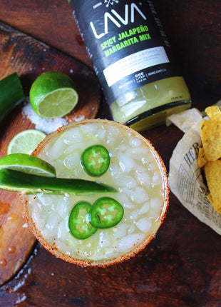 LAVA Premium Spicy Jalapeño Margarita Mix by LAVA Craft Cocktail Co., Made with Real Jalapeños, Agave Nectar, Key Limes, Lots of Flavor and Ready to Use, 1-Liter Glass Bottle