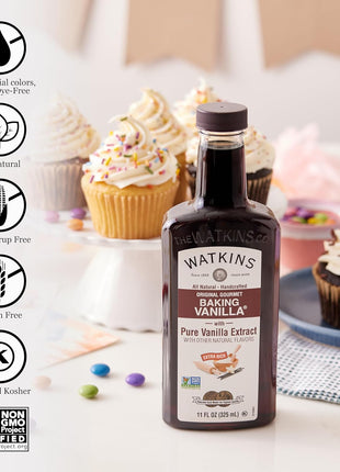Watkins All Natural Original Gourmet Baking Vanilla, with Pure Vanilla Extract, 11 Fl Oz (Pack of 1) - Packaging May Vary