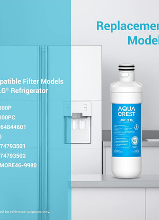 AQUA CREST LT1000PC ADQ747935 Replacement for LG® LT1000P®/PC/PCS ThinQ® Refrigerator Water Filter, LMXS28626S, LFXS26973S, MDJ64844601, ADQ74793501, ADQ74793502 and LT120F® Air Filter, 3 Combo