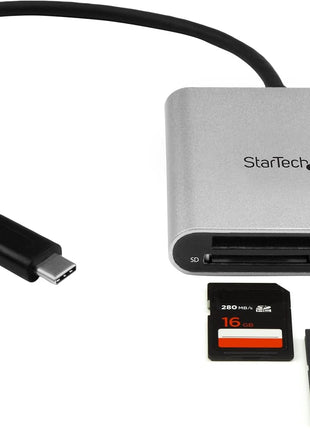 StarTech.com USB 3.0 Flash Memory Multi-Card Reader/Writer with USB-C - SD microSD and CompactFlash Card Reader w/ Integrated USB-C Cable (FCREADU3C)