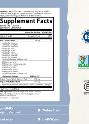Garden of Life Dr. Formulated Probiotics Prostate+ - Acidophilus and Probiotic Supports Healthy Prostate and Digestive Balance - Shelf Stable - Gluten, Dairy, and Soy-Free - 60 Vegetarian Capsules