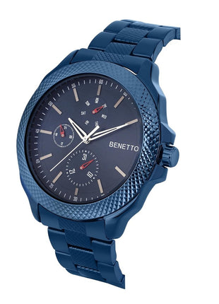 United Colors of Benetton Analog Watch for Man with Blue Round Dial & Blue Stainless Steel Bracelet Band Water Resistant Men's Wrist Watches - UWUCG1704