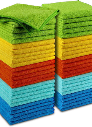 AIDEA Microfiber Cleaning Cloth, 50PK, Microfiber Towels for Cars, Premium Wash Cloths, Dusting Cloth Cleaning Rags, Absorbent Towels for SUVs, House, Kitchen, Window, Cleaning Supplies12×12 inch