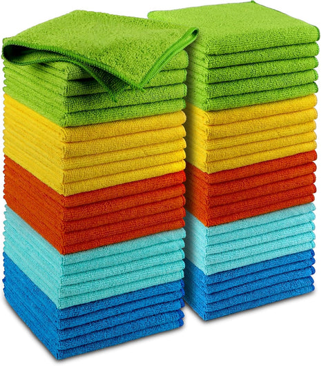 AIDEA Microfiber Cleaning Cloth, 50PK, Microfiber Towels for Cars, Premium Wash Cloths, Dusting Cloth Cleaning Rags, Absorbent Towels for SUVs, House, Kitchen, Window, Cleaning Supplies12×12 inch