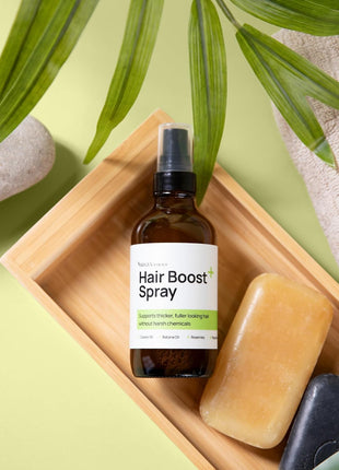 Hair Boost Spray for Thicker Looking Hair and Healthy Scalp - USA Made with Organic Botanicals, Rosemary Water, Peppermint, Biotin, Batana Oil, Caffeine, and Haircare Actives