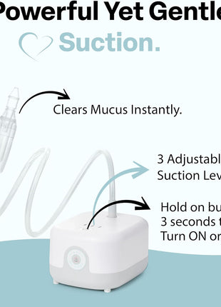 Happy Breathing Baby Nasal Aspirator, Hospital Grade Electric Nose Sucker for Newborns, Infants & Toddlers, 3 Suction Levels, Rechargeable Mucus Remover for Congestion, Soft Silicone Tips & Case