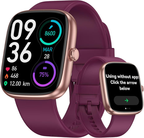DAVIKO Fitness Tracker Senior Friendly No App/Phone Required, 1.83'' HD Touchscreen, Waterproof Fitness Watch with Heart Rate Sleep Monitor Activity Tracker, Pedometer watch, Smart Watch for Women Men