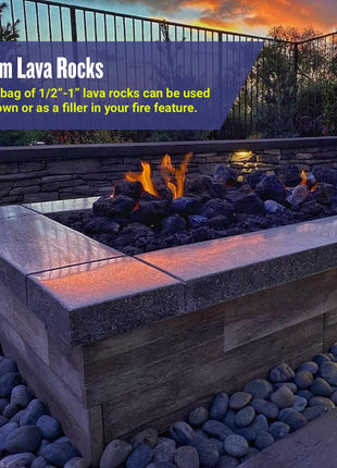 American Fire Products | Medium Lava Rock, 1/2 inch - 1 inch | Use in Fireplace, Fire Pit or Bowl | Outdoor & Indoor Volcanic Rock for Natural Gas or Propane Fires | Decorative Landscaping | 10 lb Bag
