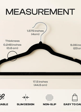 Utopia Home Velvet Hangers 50 Pack   Non Slip Suit Hangers with 360 Degree Rotatable Hook   for Pants, Coats, Shirts & More (Black)