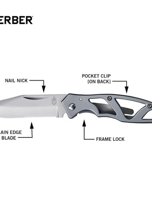 Gerber Gear Paraframe Mini Pocket Knife, 2.2 inch Fine Edge Small EDC Folding Knife with Safety Lock for Everyday Carry, Gifts for Men, Stainless Steel