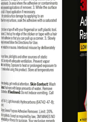 3M Adhesive Remover, 12 oz., Quickly Remove Adhesive, Attachment Tape, Tar, Wax & Adhesive Residue, Low VOC <20%, No Residue Left Behind, Easy-to-Use Formula, Also Works on Glass & Vinyl (03618VOC20)