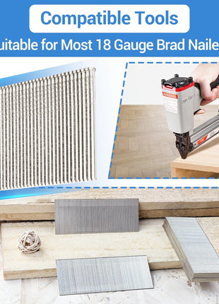 meite 18 Gauge Stainless Steel Brad Nails, 1-1/2 Inch 18GA Brad Nails, 304 Stainless Steel Small Finishing Nail Gun Nails for Pneumatic, Electric Brad Nailer Gun (2,000 Counts)