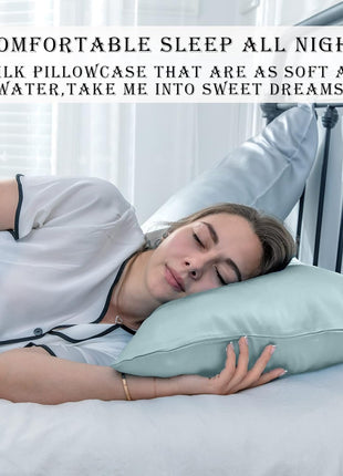 Mulberry Silk Pillowcase for Hair and Skin Standard Size 20 inchx 26 inch with Hidden Zipper Soft Breathable Smooth Cooling Pillow Covers for Sleeping(Haze Blue,1Pcs)