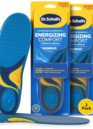 Dr. Scholl’s Energizing Comfort Women’s Everyday Insoles with Massaging Gel - Clinically Proven, All-Day Energy and Comfort Inserts with Patented Triple Gel Design - Shock Absorbing, Arch Support