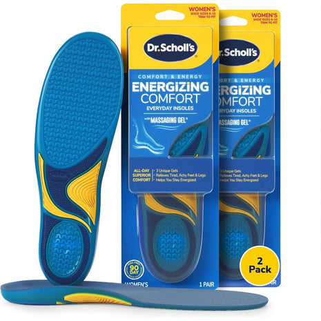 Dr. Scholl’s Energizing Comfort Women’s Everyday Insoles with Massaging Gel - Clinically Proven, All-Day Energy and Comfort Inserts with Patented Triple Gel Design - Shock Absorbing, Arch Support