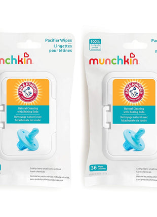 Munchkin Arm & Hammer Pacifier Wipes - Safely Cleans Breast Pump Parts and Feeding Essentials for Baby and Toddler, 2 Pack, 72 Wipes