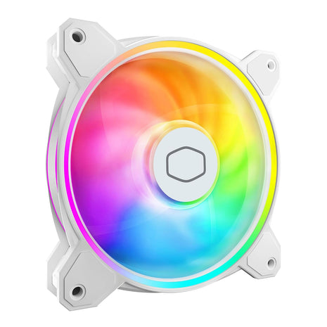 Cooler Master MF140 Halo2 White PC Case Liquid Cooler Air Cooler Fan, 140mm Fan, Dual-Loop aRGB Rings, Dynamic PWM 2,050 RPM, Air Balance Blades, aRGB Lighting, Hybrid Frame