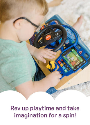 Melissa & Doug Vroom & Zoom, Interactive Wooden Dashboard, Racing Car Steering Wheel Toy, Lights & Sounds, Preschool Learning Toys for Girls & Boys 3+ - FSC Certified