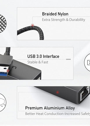 uni USB to Ethernet Adapter, Driver Free USB 3.0 to Gigabit Ethernet LAN Network Adapter, 100/1000 Mbps RJ45 Internet Adapter Compatible with Laptop, MacBook, Surface, PC with Windows, XP, Mac/Linux