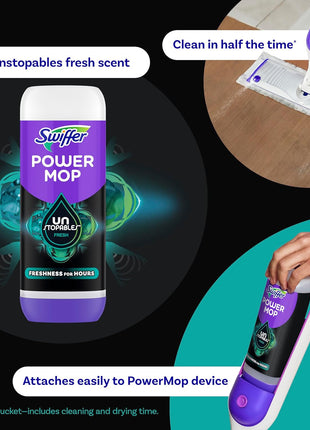 Swiffer PowerMop Floor Cleaning Solution with Unstopables Fresh Scent, PowerMop Refills, Floor Cleaner for Mopping, 25.3 fl oz, 2 Pack