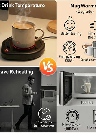 Coffee Mug Warmer, Cup Warmer for Desk with Auto Shut Off Smart Temperature Settings, Electric Beverage Tea Water Milk Heater for All Cups and Mugs, Heating Plate Candle Wax Warmer