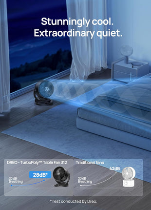 DREO Fan for Bedroom, 12 Inches, 70ft Powerful Airflow, 25db Quiet Table Air Circulator Fans for Whole Room, 120° Adjustable Tilt, 3 Speeds, Desktop Fan for Home, Office, Kitchen
