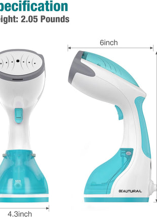 BEAUTURAL Steamer for Clothes, Portable Handheld Garment Fabric Wrinkles Remover, 30 Second Fast Heat up, Auto Off, Large Detachable Water Tank