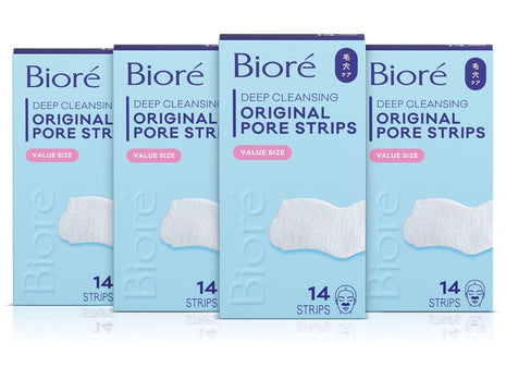 Biore Original Blackhead Remover Nose Strips, Deep Cleansing, 14 ct, 4pk | Pore-Unclogging Nose Strips, C-Bond Technology, Oil-Free, Non-Comedogenic, Deep Cleansing Skincare, 56 Strips